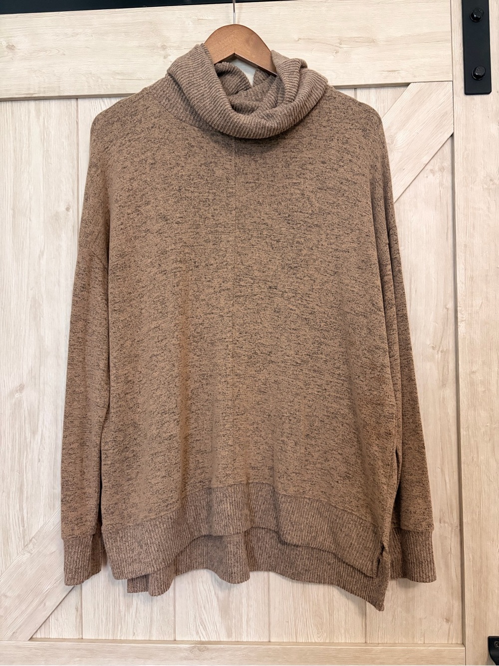 Cozy Taupe Cowl Neck Women's Sweater size Large